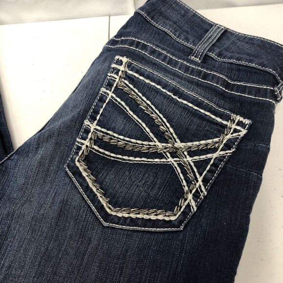 Ariat REAL Jeans Womens 33R Blue Mid Rise Entwined Boot Cut Marine 10017510 West - Picture 3 of 13